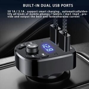 CAR KIT TRASMETTITORE BLUETOOTH 5.0 ACCENDISIGARI AUTO VIVAVOCE RICARICA RAPIDA