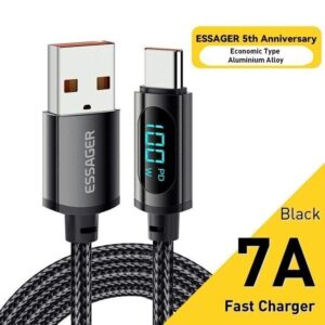 Cavo Type-C a USB ESSAGER con Display PD 100W-7A | RICARICA RAPIDA QUICK CHARGE