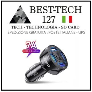 CARICABATTERIE DA AUTO USB CARICATORE CELLULARE VELOCE ACCENDISIGARI UNIVERSALE