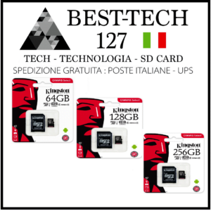 KINGSTON SCHEDA MICRO SD SDCS/ 64 128 256 GB 100MB/S CARD CLASSE 10