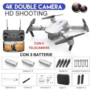E88 PRO Drone Con 2 Telecamera HD 1080P per Principianti, Drone WiFi FPV 2.4Ghz