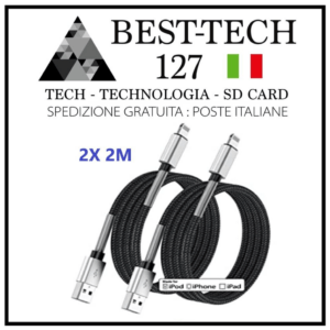 2X Cavi ORIGINALE LIGHTNING USB per iPhone Apple Corda 2M RICARICA RAPIDA QI 3.0