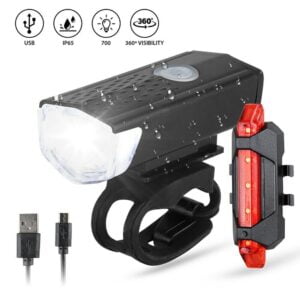 Set Completo Luci Bicicletta Avanti e Dietro Ricaricabile USB Faro Fanale