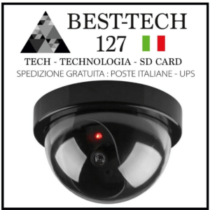 Finta Telecamera Videosorveglianza Dome LED Rosso Lampeggiante Sicurezza